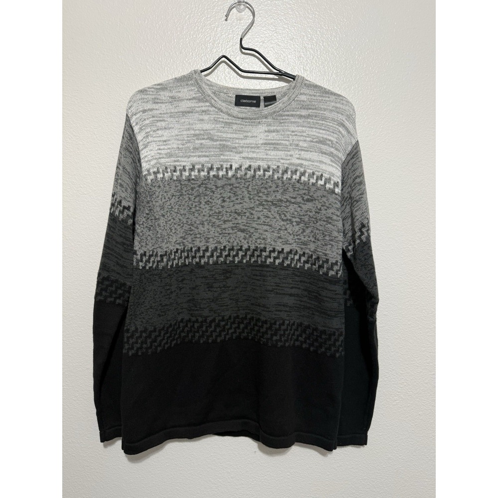Claiborne Pullover Sweater Men's Size Small Black-Gray Long Sleeve